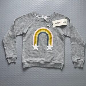 Wildfox‎ Kids Rainbow Sweatshirt Size XS 4/5 Grey